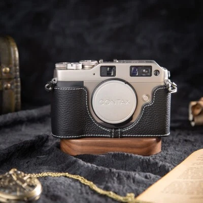 Funda bolsa media cámara cuero real genuino hecha a mano para Contax G1 Foto 1 de 3