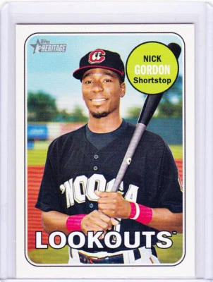 Nick Gordon 2018 Topps Heritage Minors Twins Lookouts Color Swap Variation /25 + - Image 1 of 4