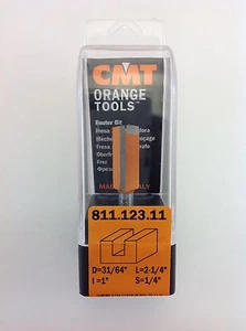 CMT 811.123.11 Straight Router Bit, 1/4" Shank, 31/64" Diameter, Made in Italy - Picture 1 of 2
