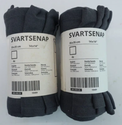 Ikea Svarsenap 14x14" Dark Grey 100% Cotton Table Napkins - Lot of 2 Packs - Image 1 of 4