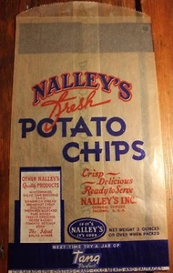VINTAGE NALLEY'S FRISCHE KARTOFFELCHIPS BEUTEL 3oz WACHSPAPIER TACOMA WA WASHINGTON NOS - Bild 1 von 2