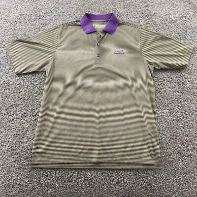 Camisa Polo Donald Ross Hombres Mediana Verde Púrpura Rayas Elástica Luz Golf Dadcore Foto 1 de 4