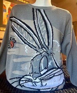 ICEBERG LOONEY TUNES BUGS BUNNY THATS ALL FOLKS SWEATER XXL Grey NWT GREAT - Picture 1 of 24
