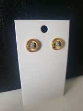 Pair of Yellow North Face Style Stud Earrings. 8" Gold Base. Matching Backs. UK.