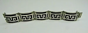 Pulsera Llave Griega Taxco Plata Esterlina De Colección 6.5" Bisagras Mediados de Siglo 9.25 México - Imagen 1 de 10