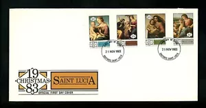 Postal History St. Lucia FDC #629-632 Christmas religion Madonna 1983 - Picture 1 of 2