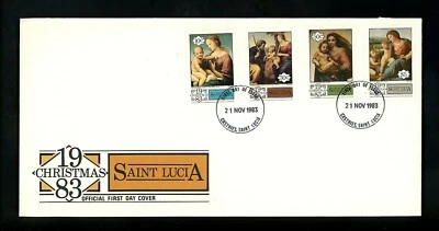 Postal History St. Lucia FDC #629-632 Christmas religion Madonna 1983 - Image 1 of 2