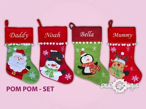 Personalised Christmas Stocking Luxury Embroidered Xmas Red - Picture 1 of 9
