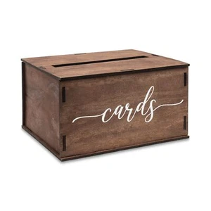 Wooden Wedding Card Box with Slot & Lid | Decorations for Reception for Weddi... - Picture 1 of 6
