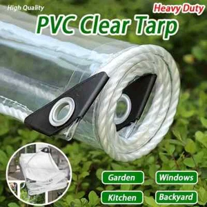 Telo trasparente impermeabile PVC telone tettoia patio tenda copertura con occhielli 14 misure - Foto 1 di 32