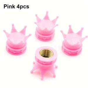 4 Pcs Of Universal Crown Car Wheels Tires Valve Caps Tire Rim Stem Covers Air Du - Picture 1 of 1
