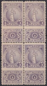 F-EX25484 MEXICO REVENUE FEDERAL TAX 1$ BLOCK 4 1913-14. GOB CONSTITUCIONALISTA - Picture 1 of 1