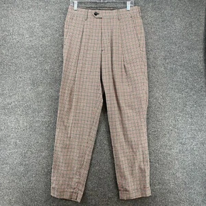 Todd Snyder Pants Mens 28 Plaid Linen Cotton Pleated Trouser Cuffed Retro Relax - Picture 1 of 11