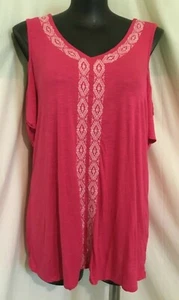 AUTOGRAPH HOT PINK "AZTEC PANEL" COLD SHOULDER TOP SIZE 20-NEW REDUCED PRICE - Picture 1 of 7