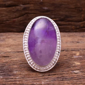 Elegante Africano Gema Amatista 925 Plata de Ley Hecho a Mano Anillo Todo Tamaño - Imagen 1 de 5