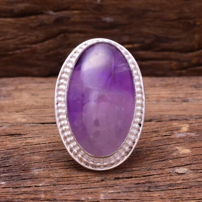 Elegant African Amethyst Gemstone 925 Sterling Silver Handmade Ring All Size - Image 1 of 4