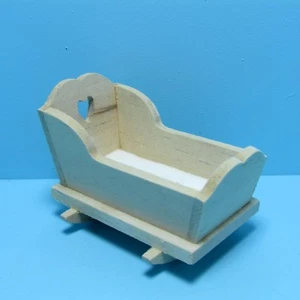 Dollhouse Miniature Unfinished Wood Nursery Cradle with Fabric Pad CLA08665 - Picture 1 of 1