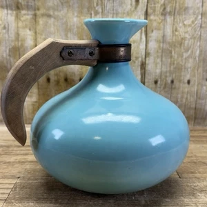 Vintage Red Wing Keramik Türkis Krug Karaffe Holzgriff - ohne Deckel - Bild 1 von 11