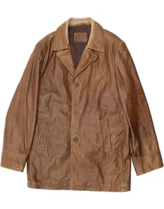 MASSIMO DUTTI Mens Leather Jacket UK 42 XL Brown Leather CC61 - Picture 1 of 4