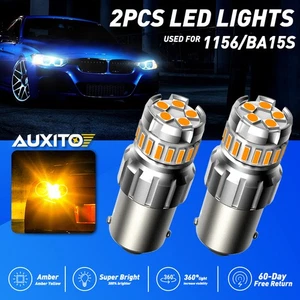 AUXITO 1156 BA15S LED Amber Turn Signal Blinker Indicator Light High Power Bulbs - Picture 1 of 11