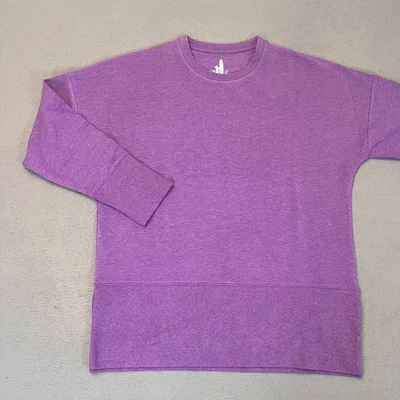 Johnnie-O Womens Med Brittany Crewneck Sweatshirt Purple Logo Split Hem Slouchy - Image 1 of 4