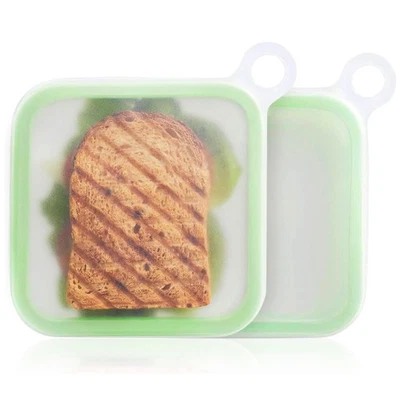Anjing Silicone Sandwich Container for Lunch Boxes, 2 Pcs Food Storage Contai... - Image 1 of 4
