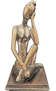 Abstract Woman Statue, Bronze Finish, Not Metal. 9" Tall, Base Is 4x5 Inches - Picture 1 of 5