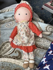 The Original 1970s 16” Tall Holly Hobbie CARRIE Cloth Rag Doll By Knickerbocker - Picture 1 of 7