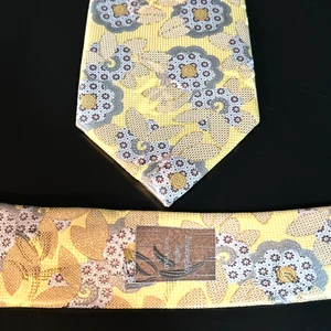 Ermenegildo Zegna Herren Krawatte Seide Blumen Luxus Designer Made In Italy Gelb Blau - Bild 1 von 10