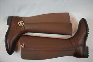 NIB Coach Walnut Brown Leather Sz 6 1/2 With Stretch Back Riding Boot Side Zippe - Picture 1 of 9