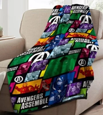 Manta VENGADORES Super Peluche Lanzamiento NUEVA 46" X 60" Hulk Iron Man Capitán América Foto 1 de 4
