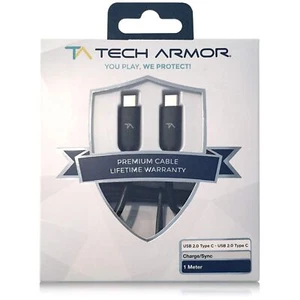 Tech Armor USB C to USB C 2.0 - Fast Charge/ Sync Cable, 60W, 3 Feet, Black - Picture 1 of 4