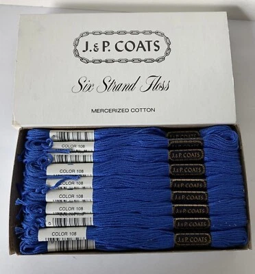 J&P Coats EMBROIDERY Floss Box of 24~color 108 Steel Blue - Image 1 of 4