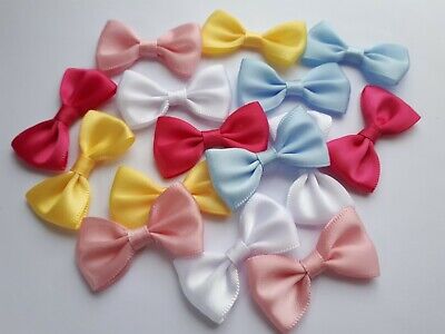 10 Mini Small Bows Satin Ribbon Bows Sew Crafts Pre Tied Baby Colours Mix  • 4.60€