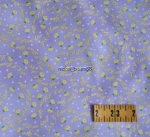 BTY P.S. I Love You Yellow Words on Light Purple Cotton Fabric By The Yard - Picture 1 of 1