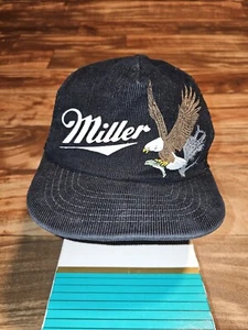 Vintage Rare Miller Beer Eagle Corduroy Mesh Trucker Nature Hat Cap Vtg Snapback - Picture 1 of 10