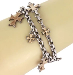 Konstantino Sterling 18k Gelbgold Kette Kreuz Bettelarmband - Bild 1 von 6