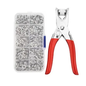 Juego de 100 broches de metal botones sujetador alicates kit de herramientas hebilla de cinco garras juego de costura - Imagen 1 de 7