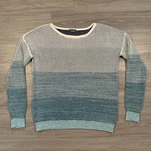 Vince Sweater Womens Medium White Blue Pullover Cotton Long Sleeve - Picture 1 of 8