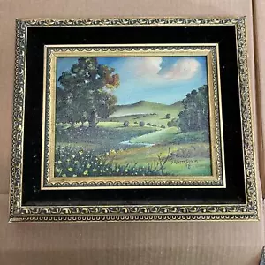 Oil Painting Landscape with hillside and trees, signed Montanola 78 - Picture 1 of 5