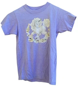 Vintage My Little Pony White Unicorn Lavendar Purple T-Shirt M 10-12 C4/10 - Picture 1 of 3