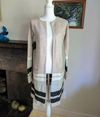 Cárdigan largo Royal Robbins Highlands envolvente plumero halcón brezo rayas abierto pequeño Foto 1 de 4