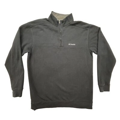 Pulôver masculino Columbia XL preto 1/4 zíper suéter de lã camada externa quente - Imagem 1 de 4