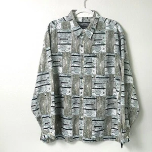 Pelle Pelle Marc Buchanan Shirt Men Size L Button Up World Map Radar Long Sleeve - Picture 1 of 14