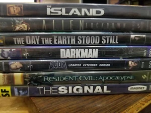 7 DVD SCI FI LOT - ISLAND DARKMAN SIGNAL DOOM RESIDENT EVIL EARTH STOOD STILL .. - Picture 1 of 1