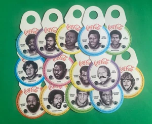 Chicago Bears 1976 14 discos de Coca-Cola diferentes tarjetas de Coca-Cola con perchas para botellas - Imagen 1 de 1