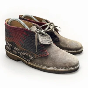 Clarks Chukka Desert Boot Suede Woolrich Aztec Wool Womens Sz 6.5M - Picture 1 of 7