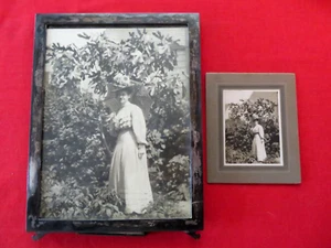 Antique Silver Frame With 1909 Photograph / Photograph With Prayer/ Poem On Back - Picture 1 of 14