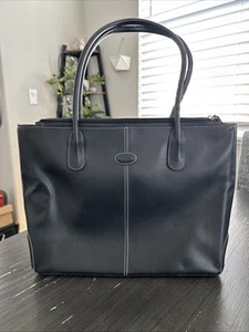 Tod's D Bag Black Leather Large Tote Shoulder Hand Bag Authentic Vintage - Picture 1 of 11