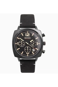 Sekonda Gents Black Leather Strap 40mm Pilot Watch 1991 - Picture 1 of 1